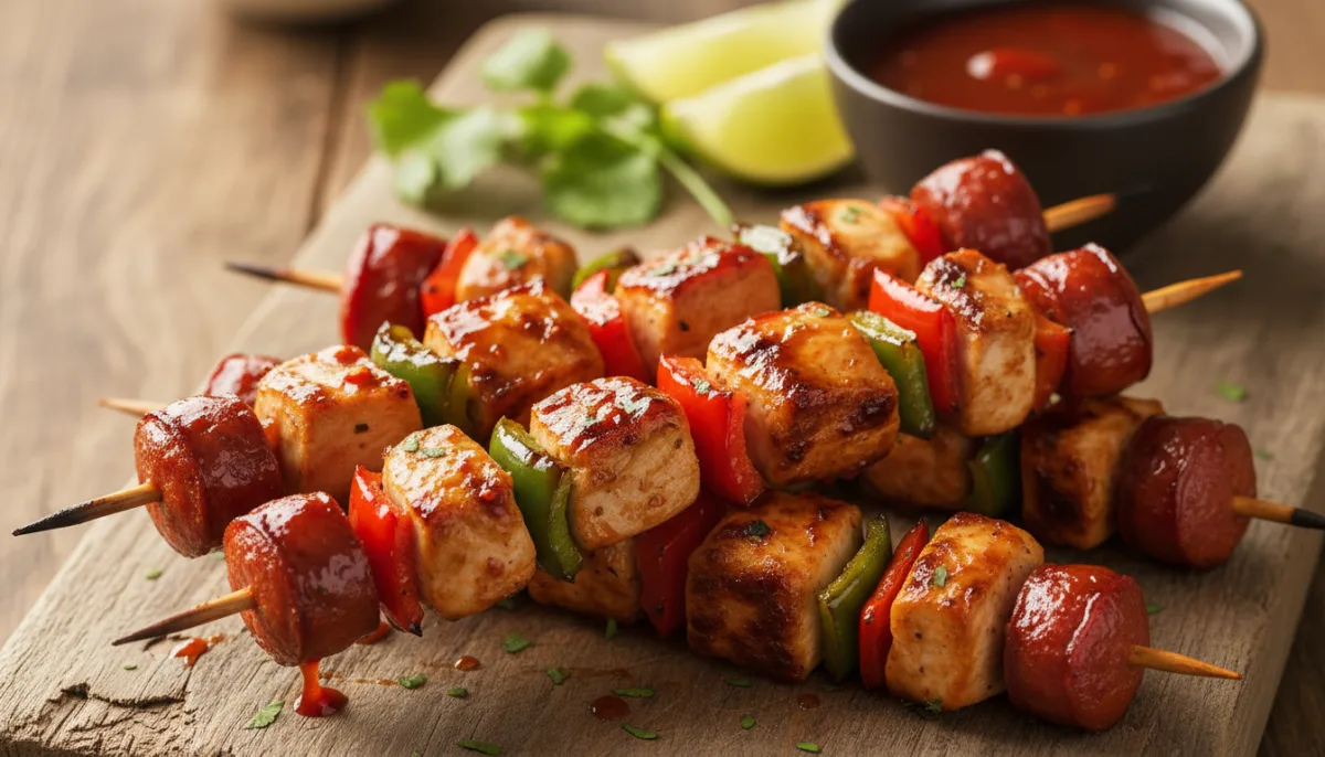 Brochettes de Poulet et Chorizo Mexicaines, Glaçage Chipotle
