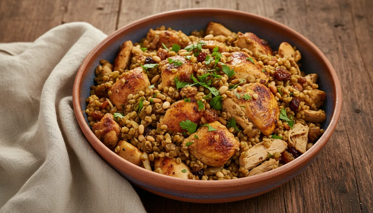 Aromatic Chicken and Freekeh Pilaf