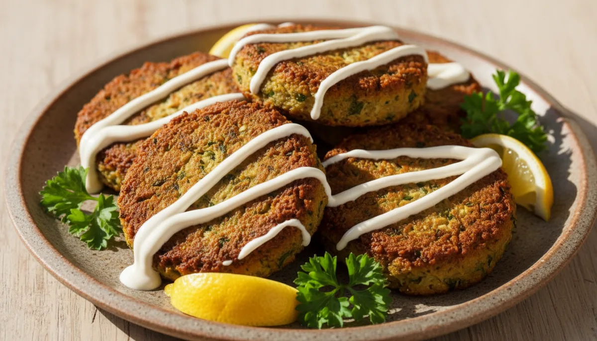 Middle Eastern Chickpea and Herb Patties with Tahini Drizzle
