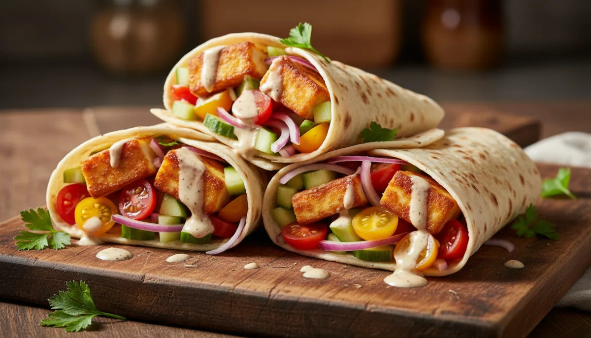 Middle Eastern Halloumi and Vegetable Wraps