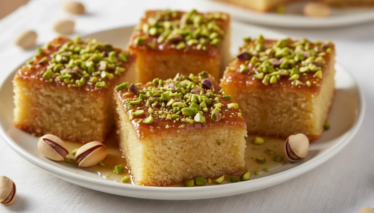 Middle Eastern Honey-Pistachio Semolina Cake