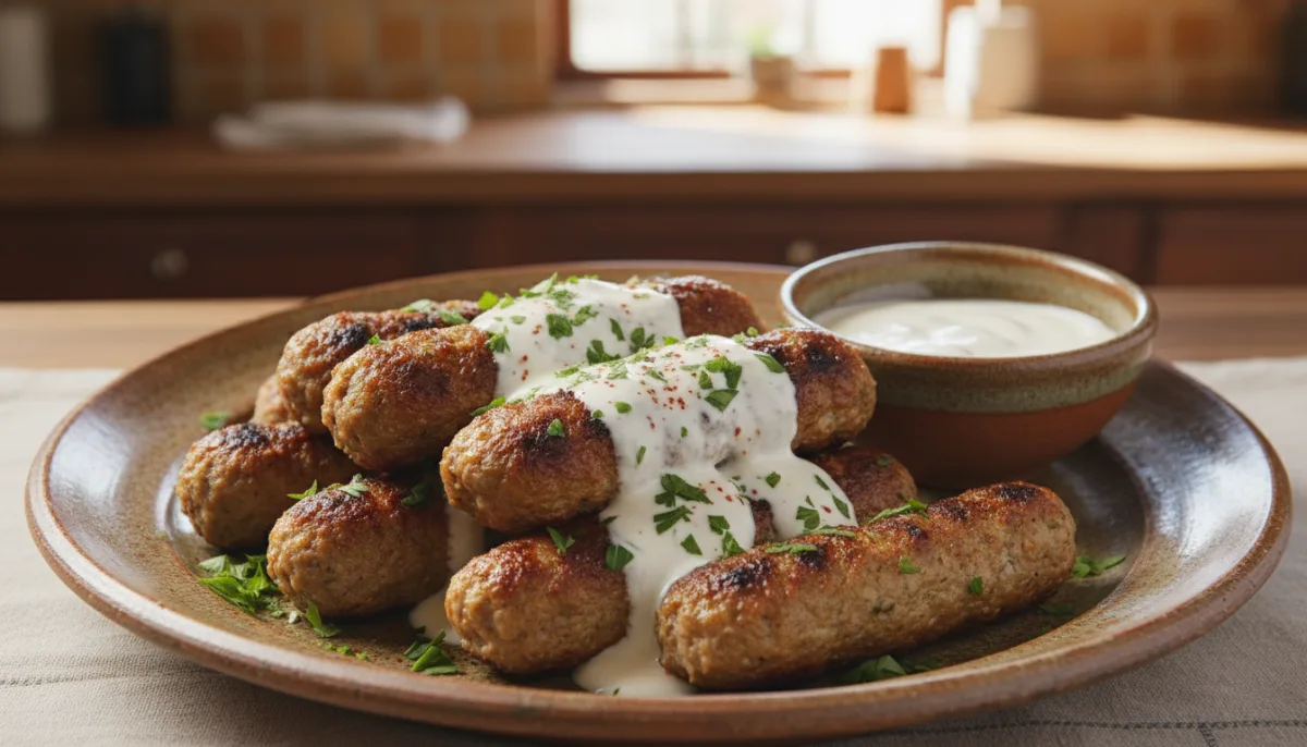 Middle Eastern Lamb Kofta with Tahini Yogurt Sauce