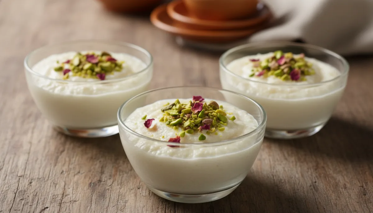 Pudín de Sémola con Agua de Rosas y Pistachos al Estilo de Oriente Medio