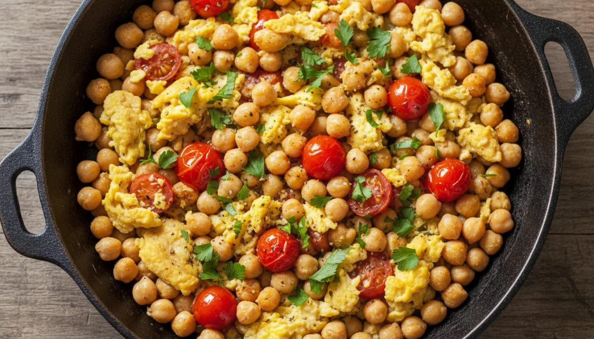 Middle Eastern Spiced Chickpea and Tomato Scramble