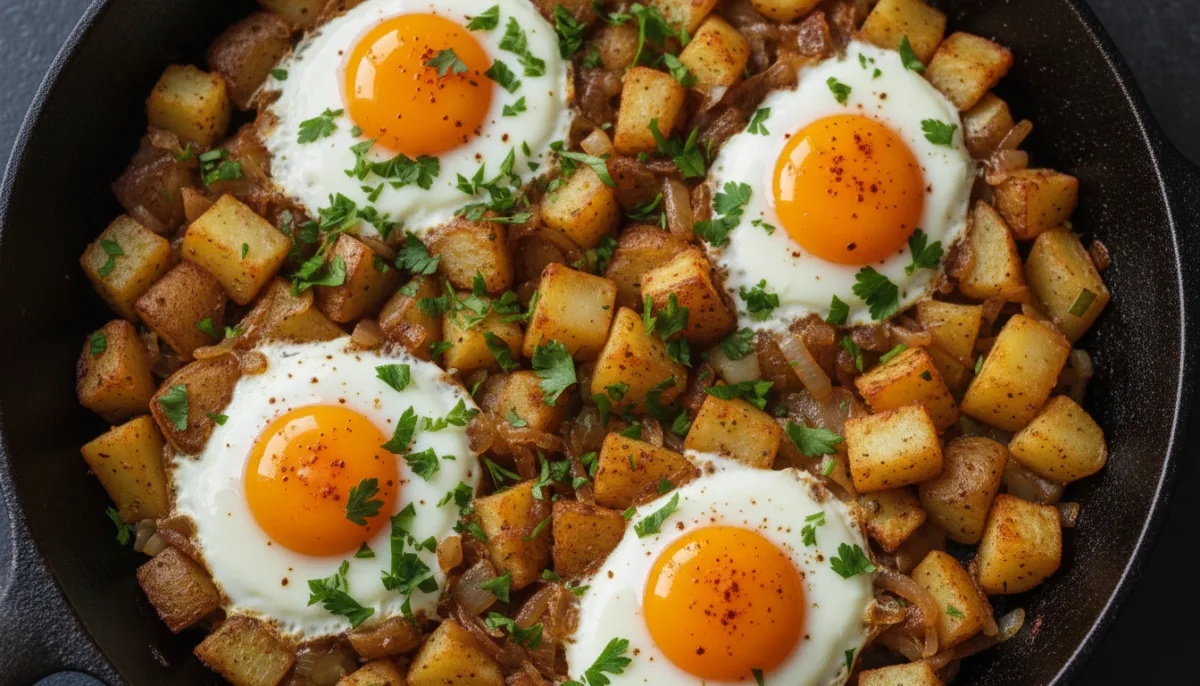 Middle Eastern Spiced Egg and Potato Skillet