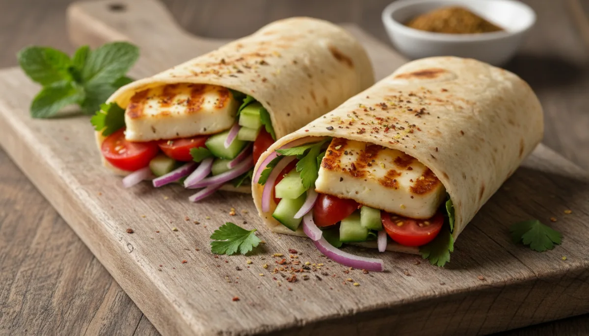 Wraps de Halloumi et Légumes Épicés Façon Moyen-Orient