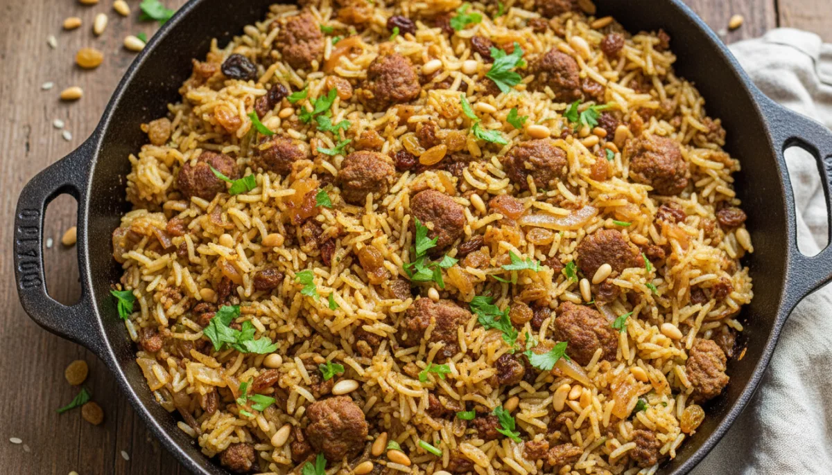 Poêlée d'Agneau Haché et Riz aux Épices Orientales