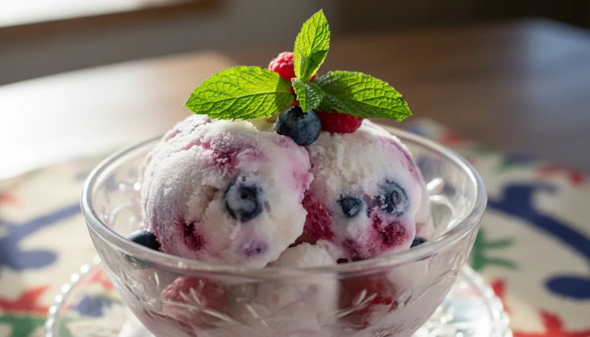 Mongolian Airag Sorbet with Wild Berries