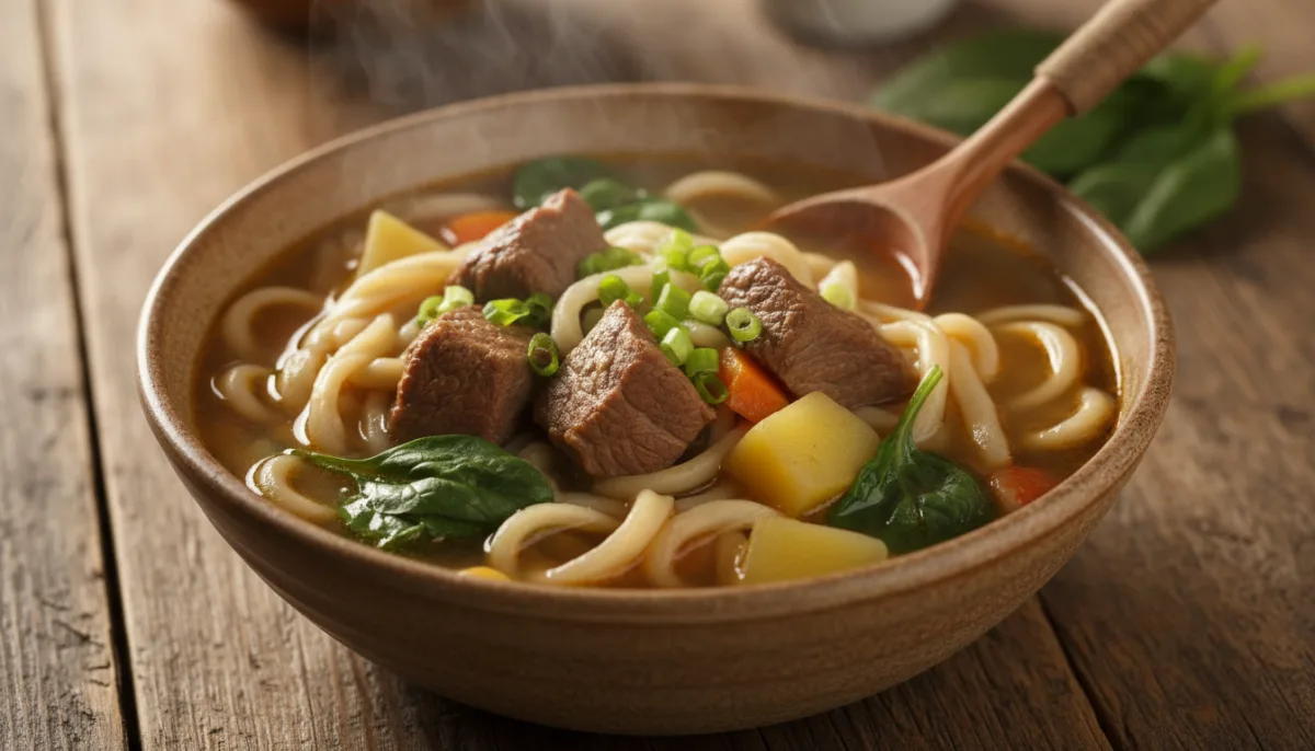 Mongolian Guriltai Shul (Noodle Soup) with Lamb and Vegetables