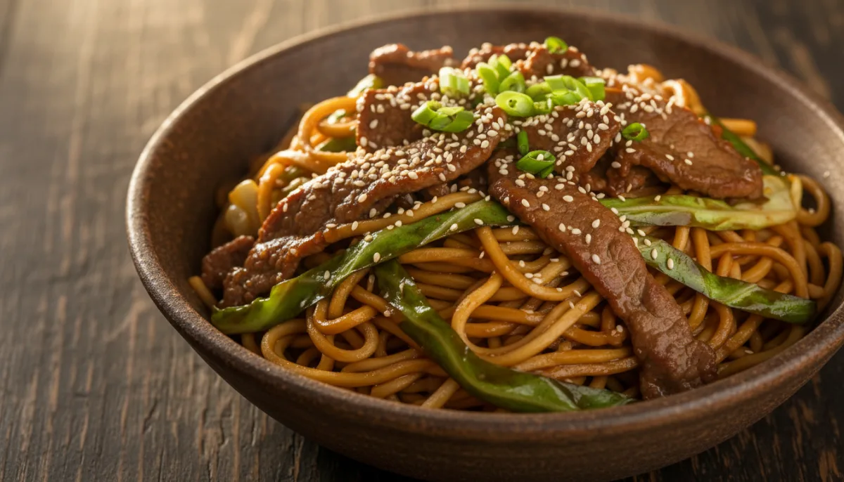 Hearty Mongolian Lamb & Cabbage Noodle Stir-fry
