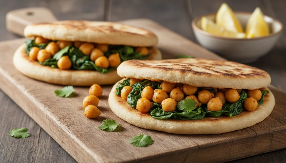 Moroccan Chickpea and Spinach Flatbreads