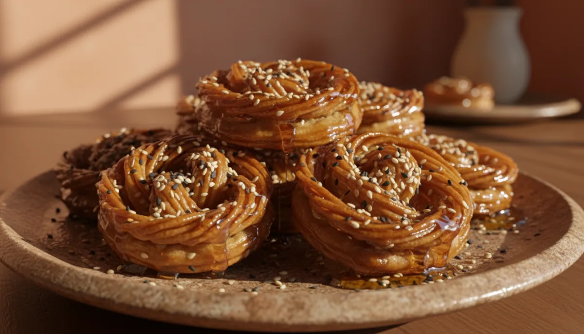 Pasteles Marroquíes de Miel y Frutos Secos (Chebakia)