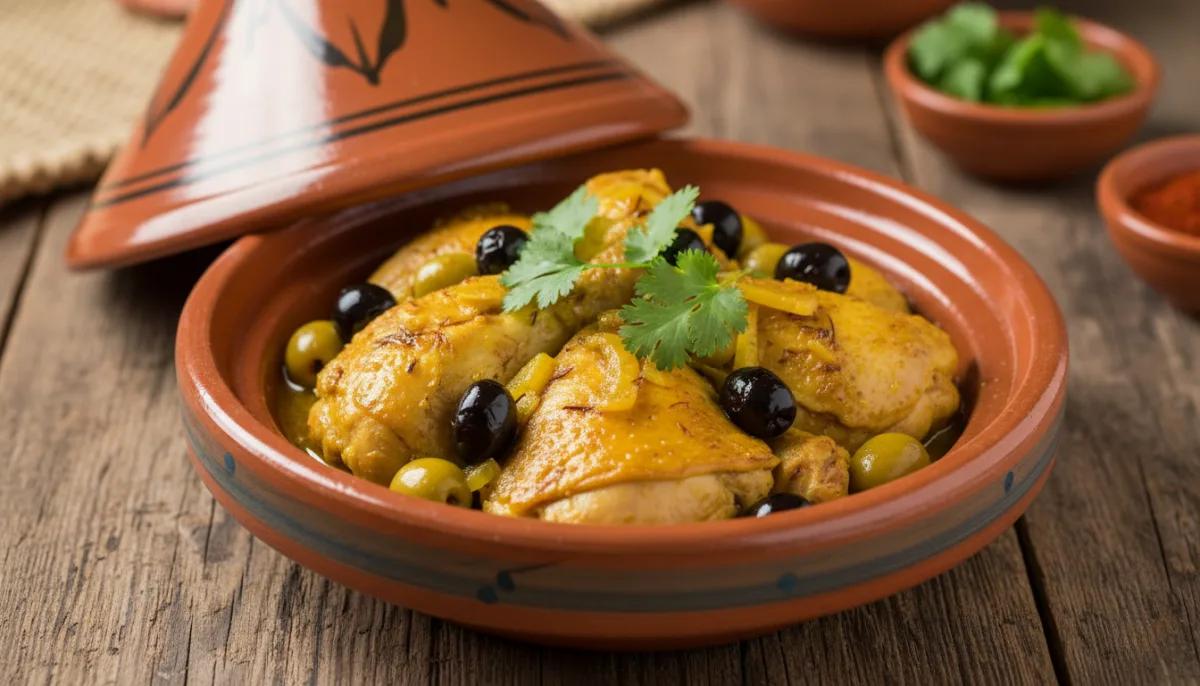 Tajine de Poulet au Citron et Olives à la Marocaine