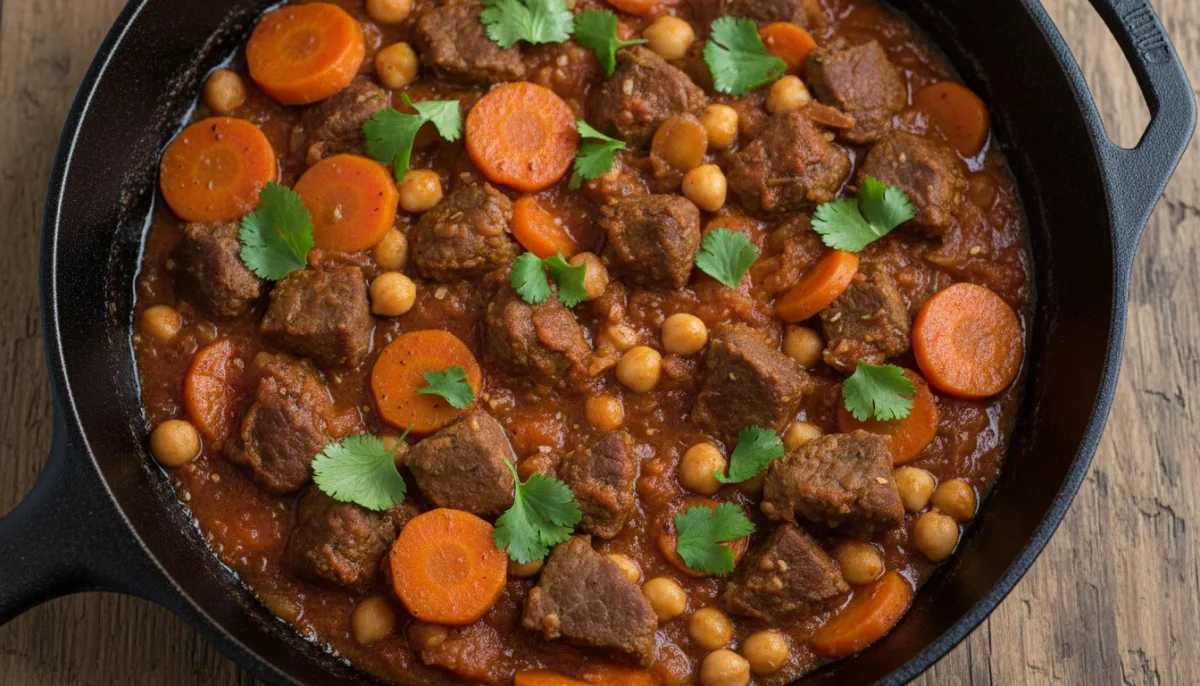 Moroccan Spiced Beef and Vegetable Skillet