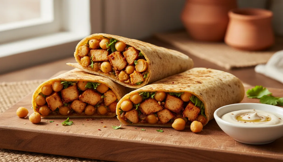 Moroccan Spiced Chicken and Chickpea Wraps
