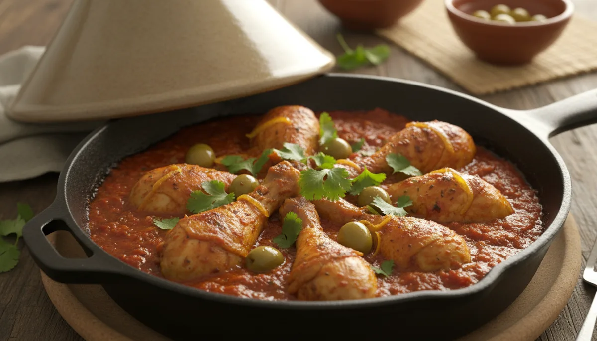 Moroccan Spiced Chicken and Olive Skillet