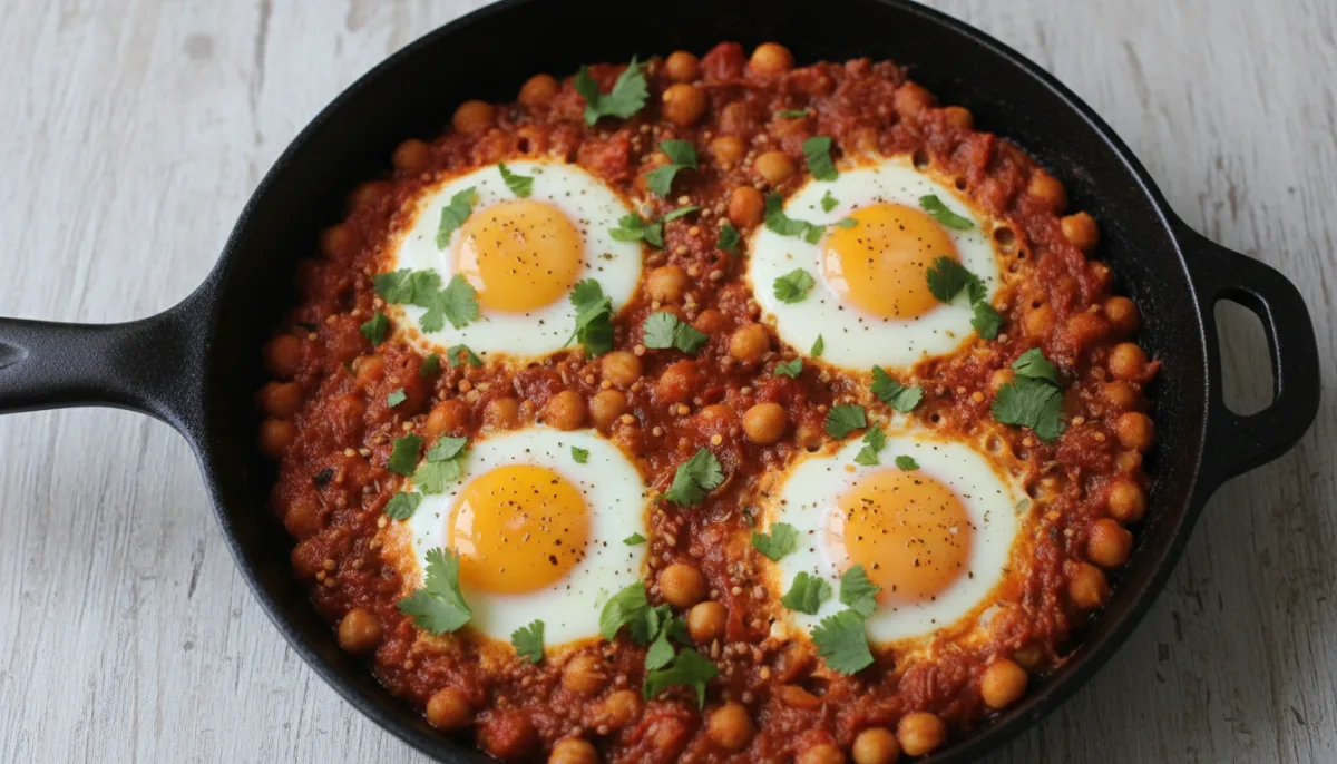 Moroccan Spiced Chickpea and Egg Skillet