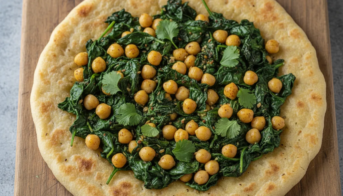 Moroccan Spiced Chickpea and Spinach Flatbreads