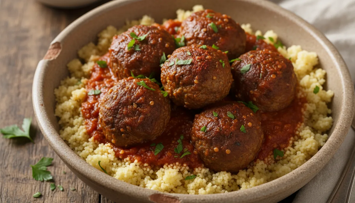 Moroccan-Spiced Lamb Meatballs with Fluffy Couscous