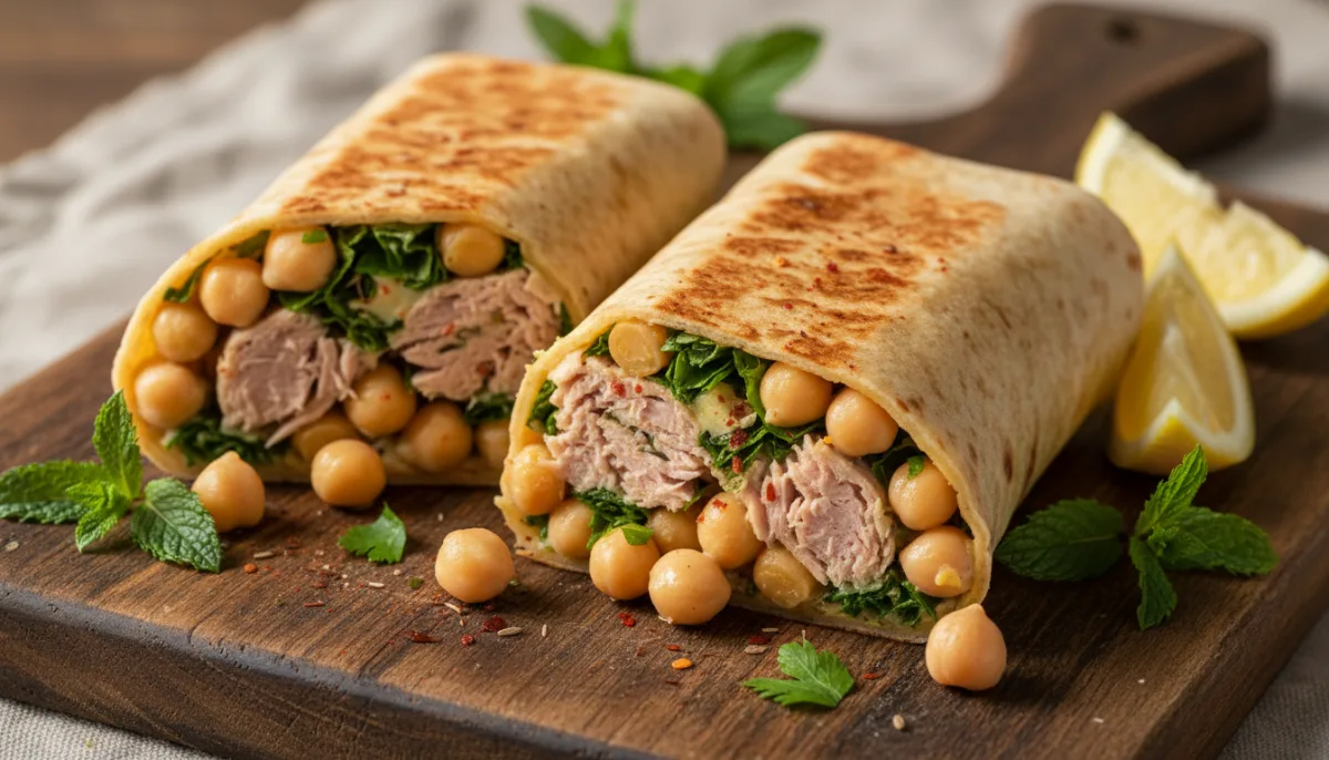 Moroccan Spiced Tuna and Chickpea Wraps