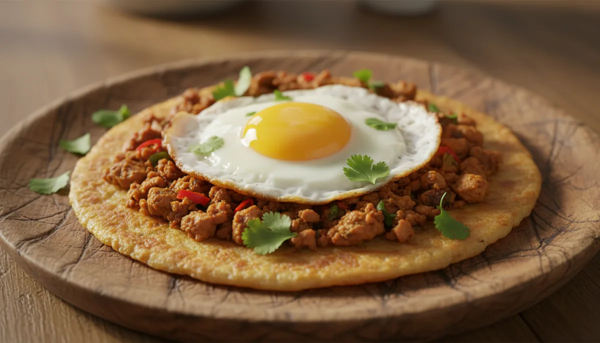 Nepalese Chatamari with Minced Chicken and Egg