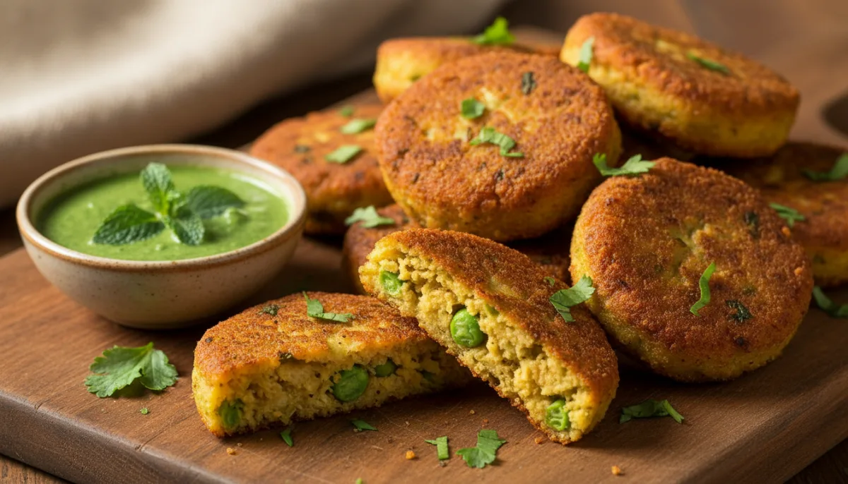 Qofte Nepaleze me Patate dhe Bizele të Erëzuara (Aloo Tikki)
