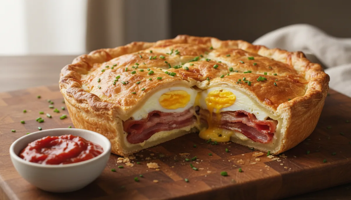 New Zealand Bacon and Egg Pie with Tomato Relish