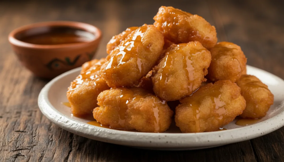 Nicaraguan Buñuelos: Fried Yucca Fritters with Honey Syrup