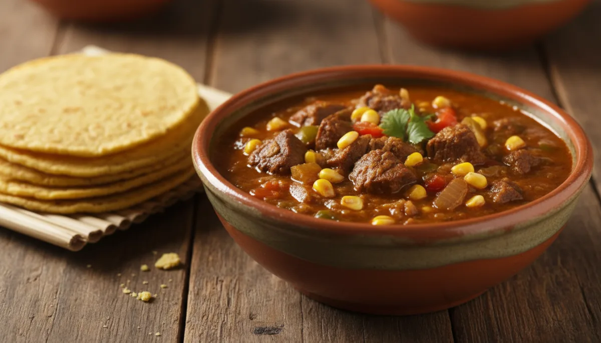 Nicaraguanisches Indio Viejo: Herzhafter Mais-Rindfleisch-Eintopf mit Tortillas