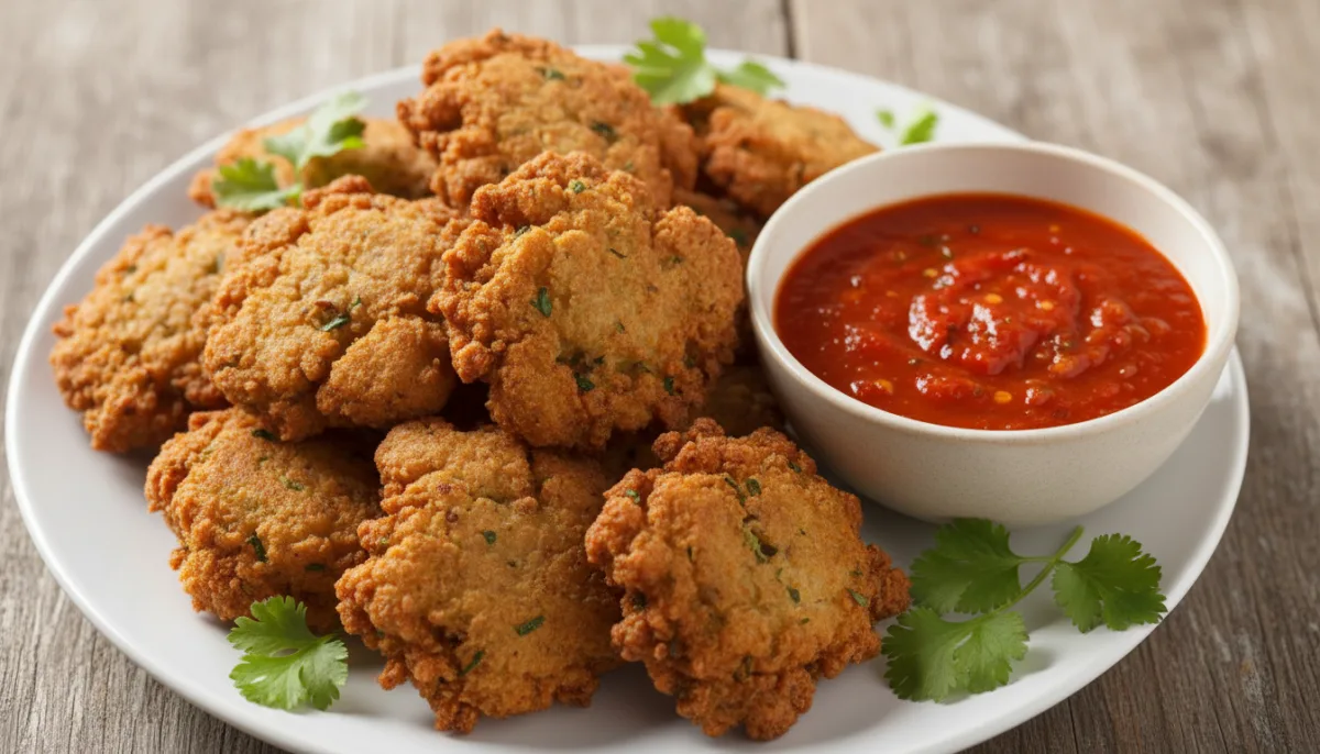 Akara Nigeriane (Petulla me Fasule me Sy të Zi) me Salcë Pikante Domatesh
