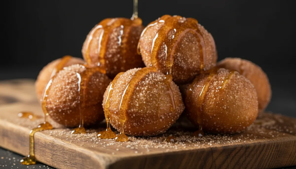 Puff-Puff Nigeriano com Açúcar e Canela e Calda de Mel