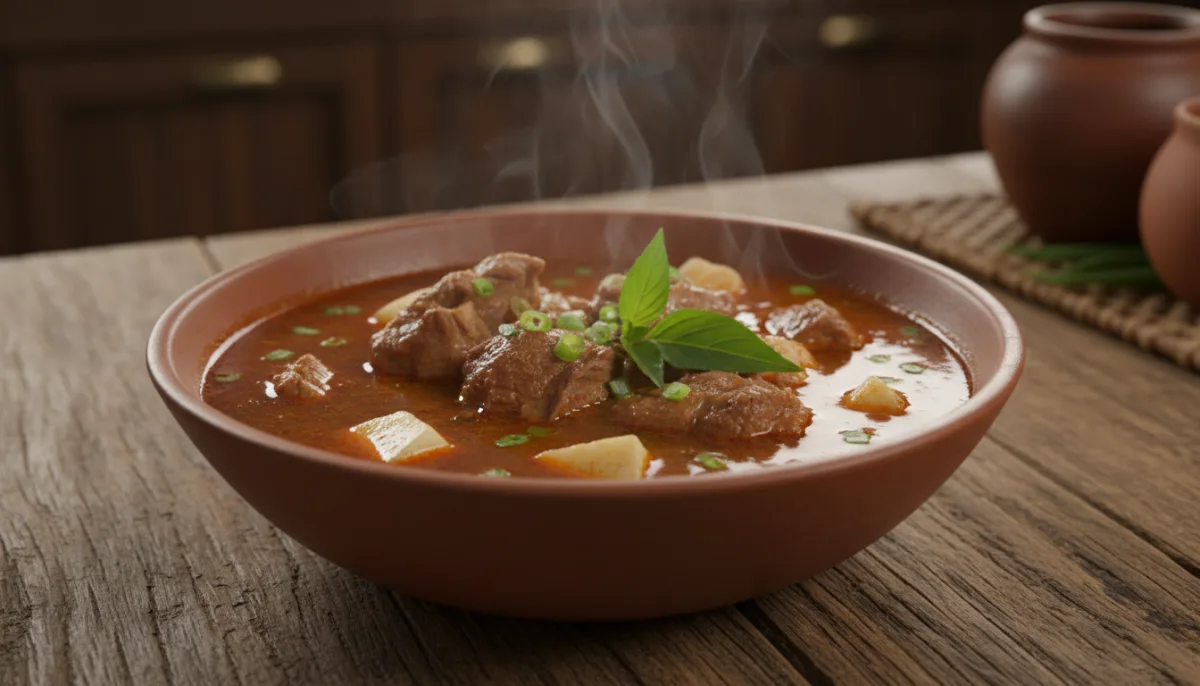 Nigerian Spicy Goat Meat Peppersoup with Yam