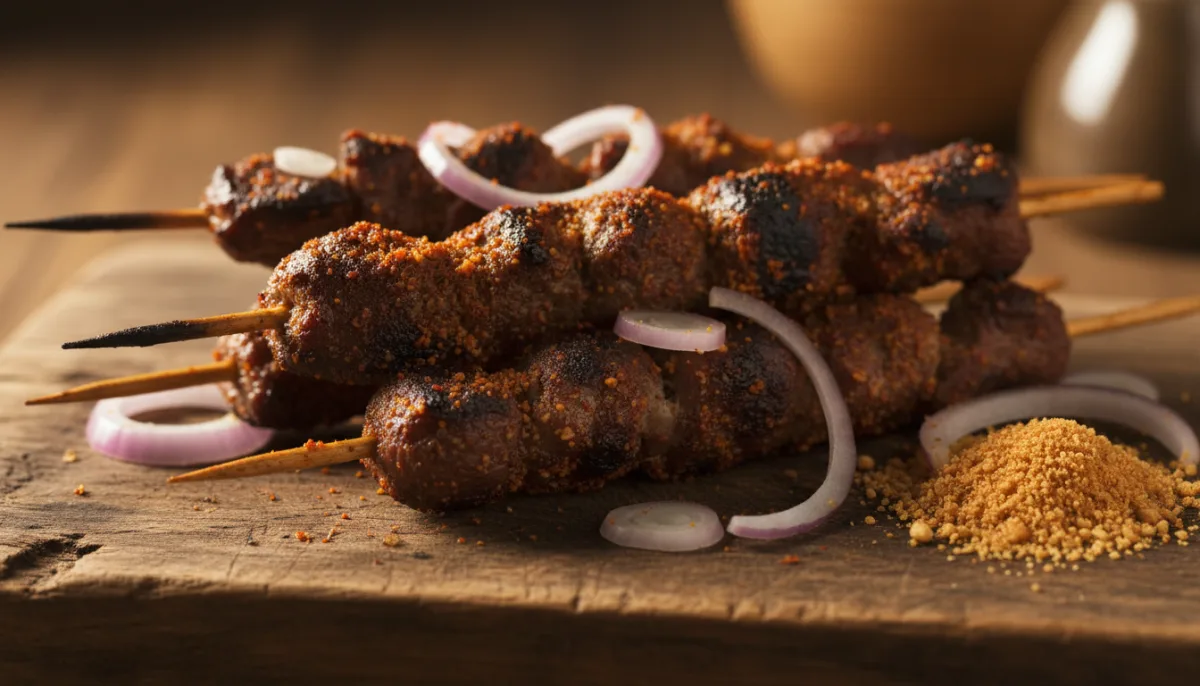 Authentic Nigerian Suya Skewers with Kuli-Kuli and Onions