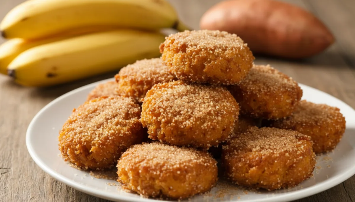 Buñuelos Dorados de Batata y Plátano con Azúcar y Canela al Estilo Nigeriano