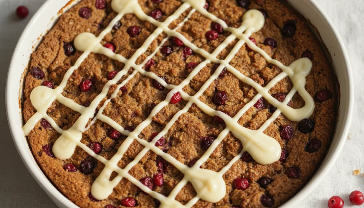 Pudim Nórdico de Pão de Centeio e Lingonberry com Creme de Baunilha