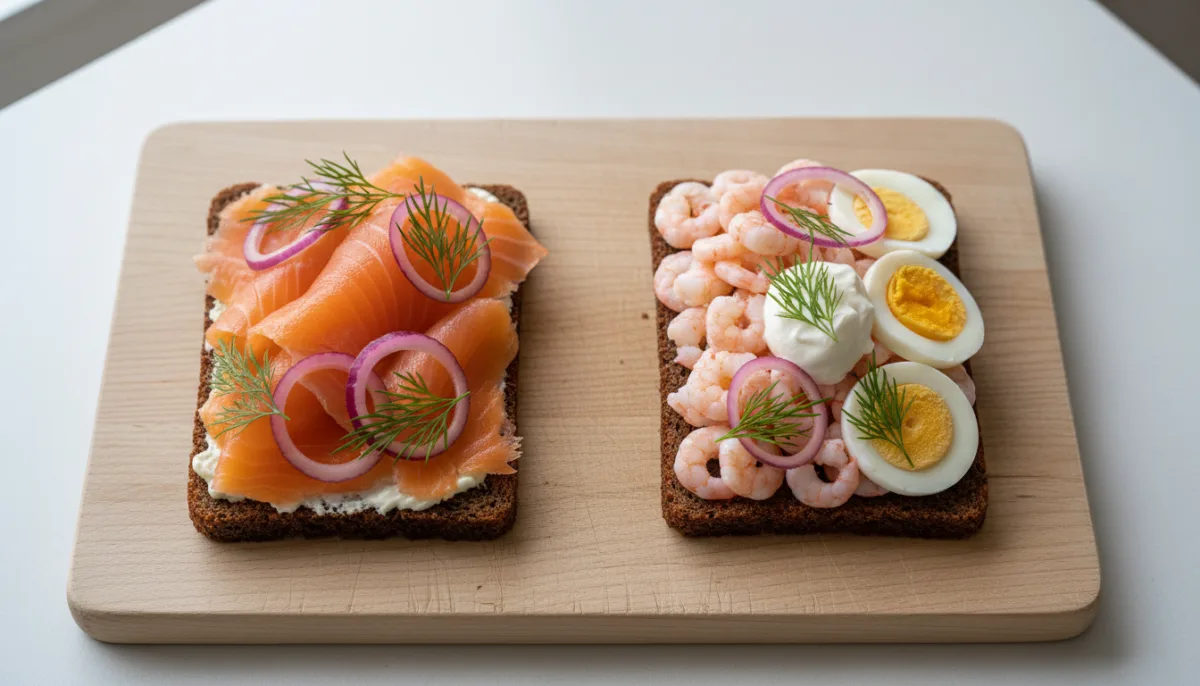 Classic Nordic Smørrebrød: Open-Faced Sandwiches with Assorted Toppings