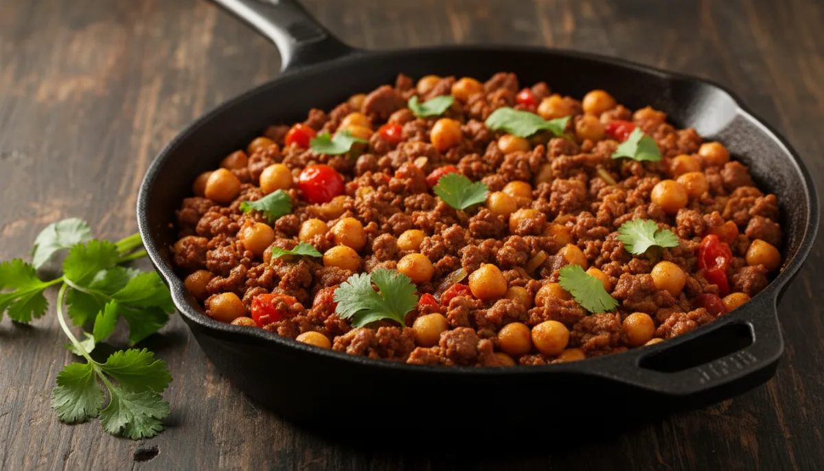 North African Spiced Beef and Chickpea Skillet