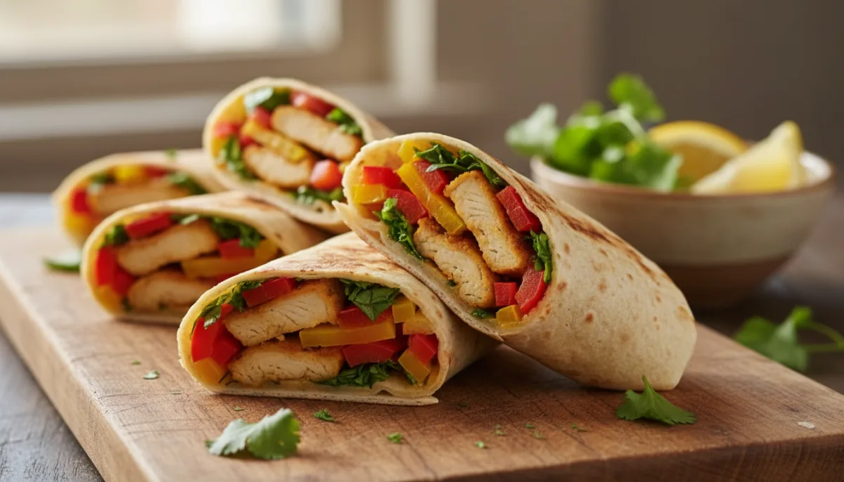 North African Spiced Chicken and Bell Pepper Wraps