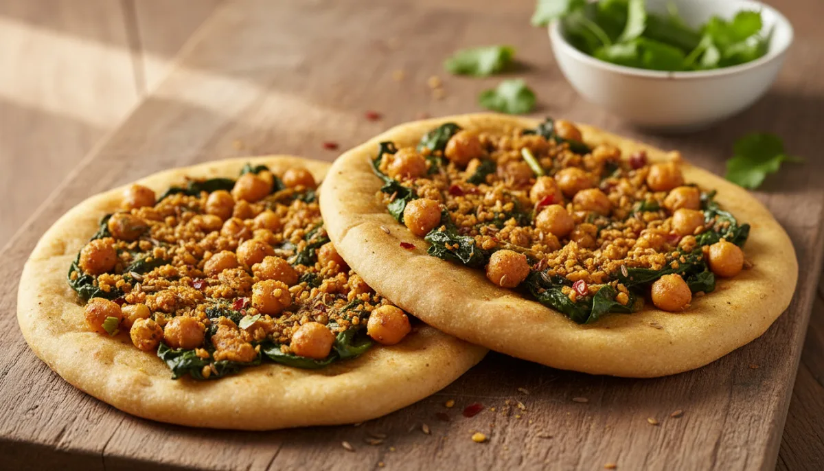 North African Spiced Chickpea and Spinach Flatbreads