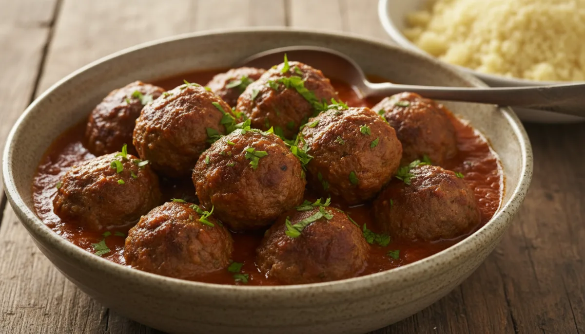 North African Spiced Lamb Meatballs with Tomato Sauce