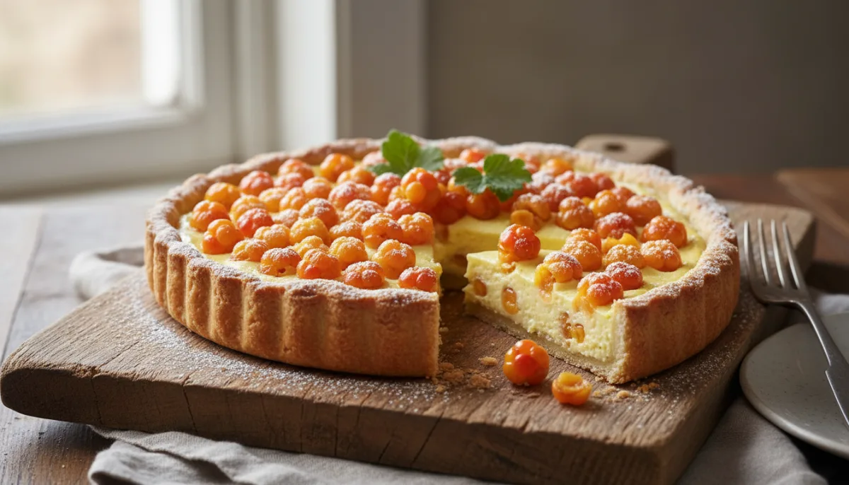 Tarta Nórdica de Moras de los Pantanos con Crema