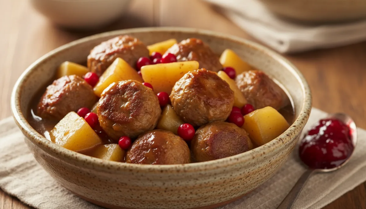 Gjella Norvegjeze me Qofte dhe Patate me Lingonberries
