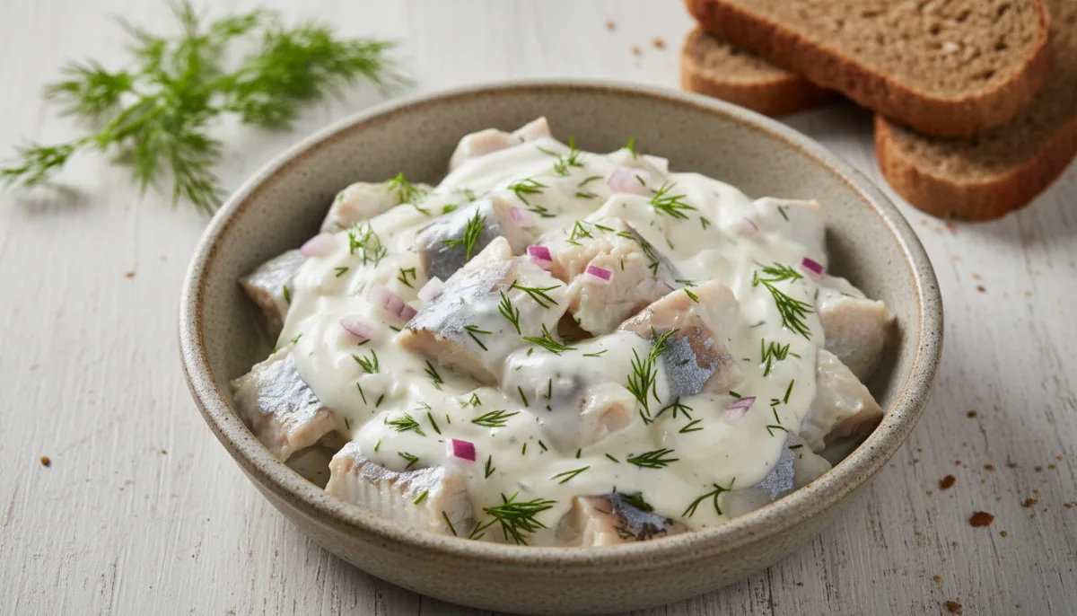 Norwegian Sursild: Pickled Herring with Creamy Dill Sauce