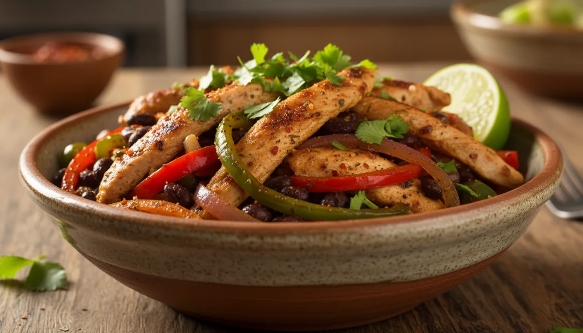 One-Pan Chicken and Black Bean Fajita Bowls