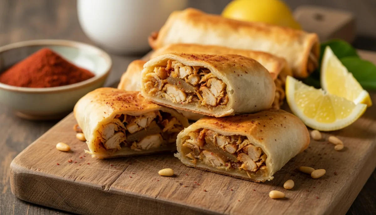 Palestinian Musakhan Chicken Rolls with Sumac and Toasted Pine Nuts