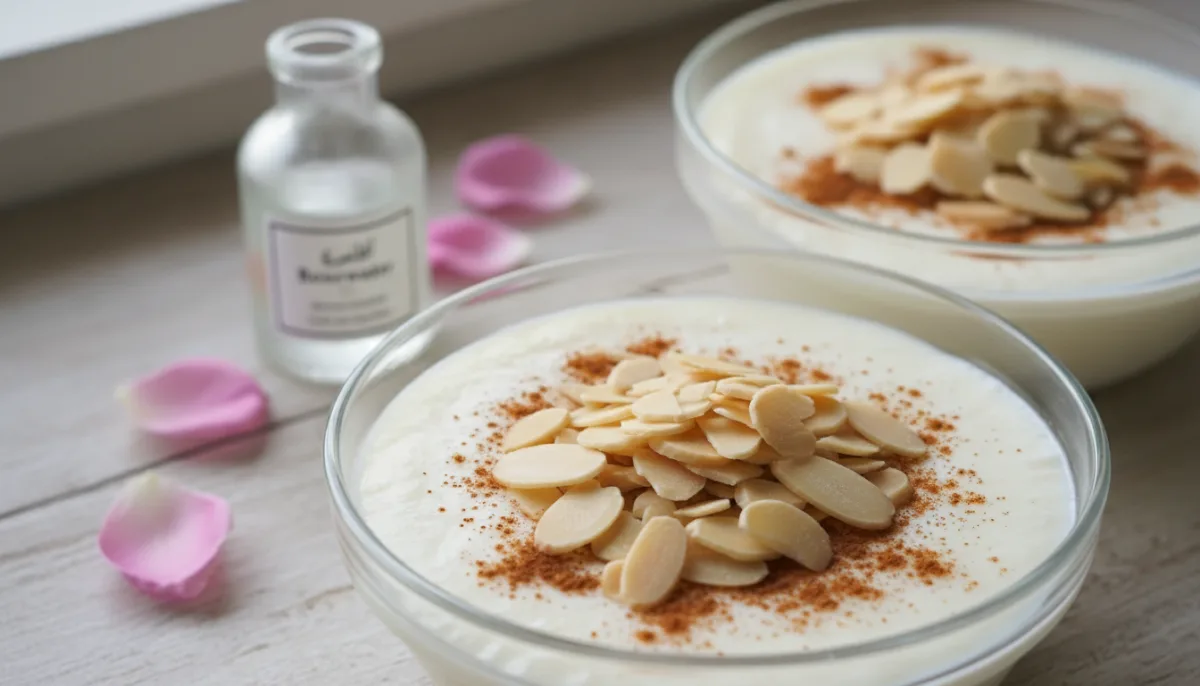 Palestinian Muhallabieh (Milk Pudding) with Rosewater and Almonds