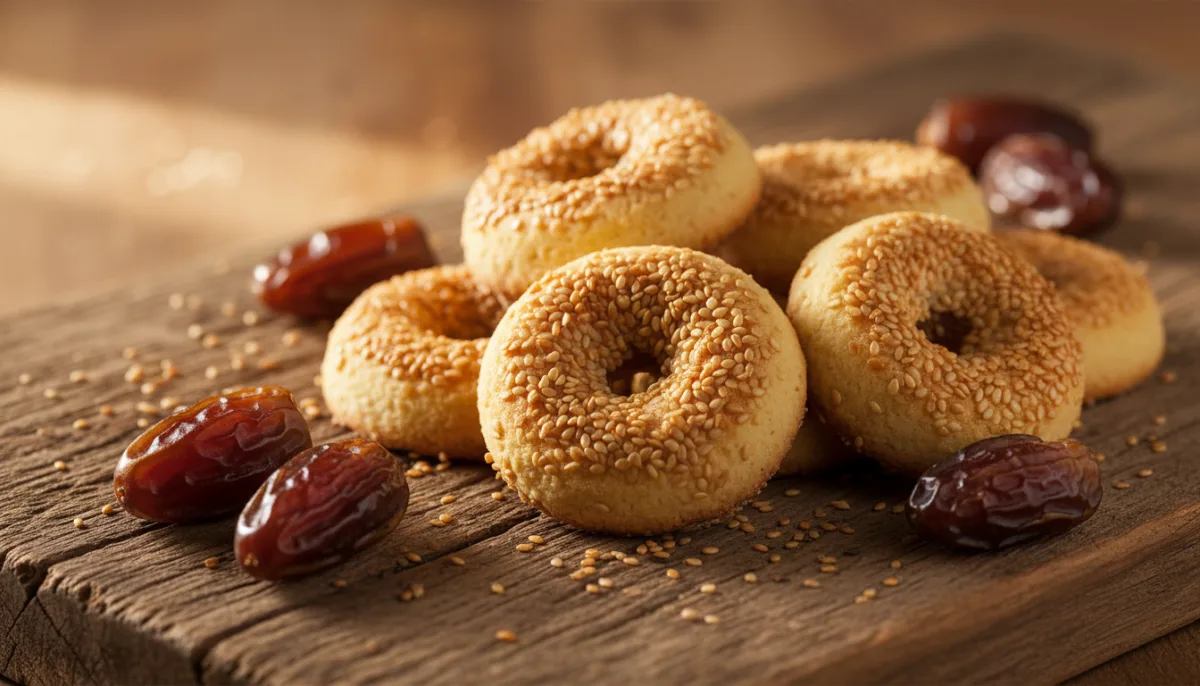 Palestinian Tamriyeh: Date-Filled Semolina Cookies with Sesame Seeds