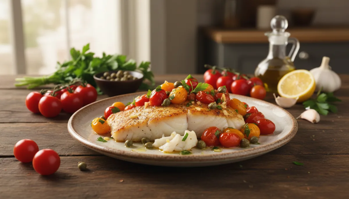 Pan-Seared Cod with Warm Tomato and Caper Salsa