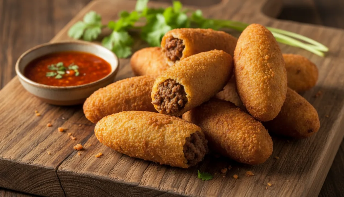 Panamanian Carimañolas: Fried Yuca Fritters Stuffed with Ground Beef