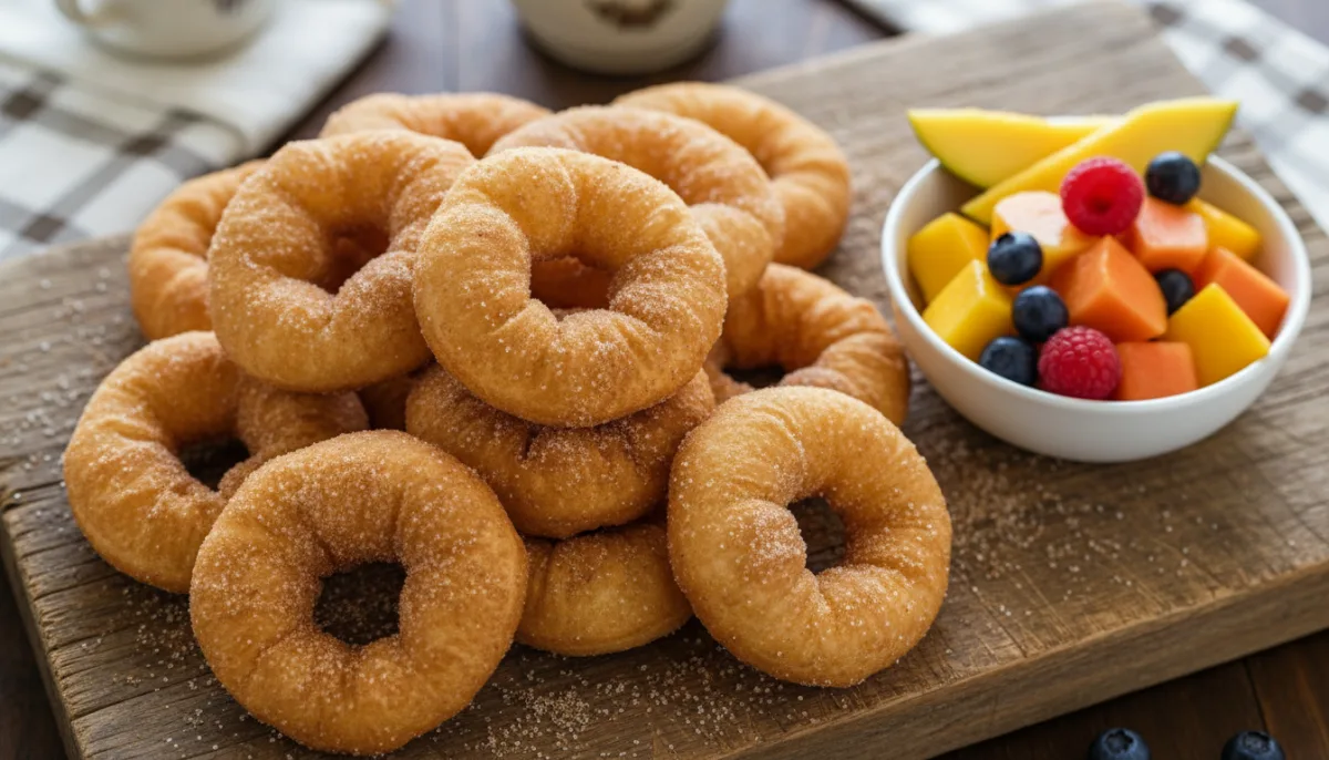 Panamanian Hojaldras with Cinnamon Sugar and Fresh Fruit